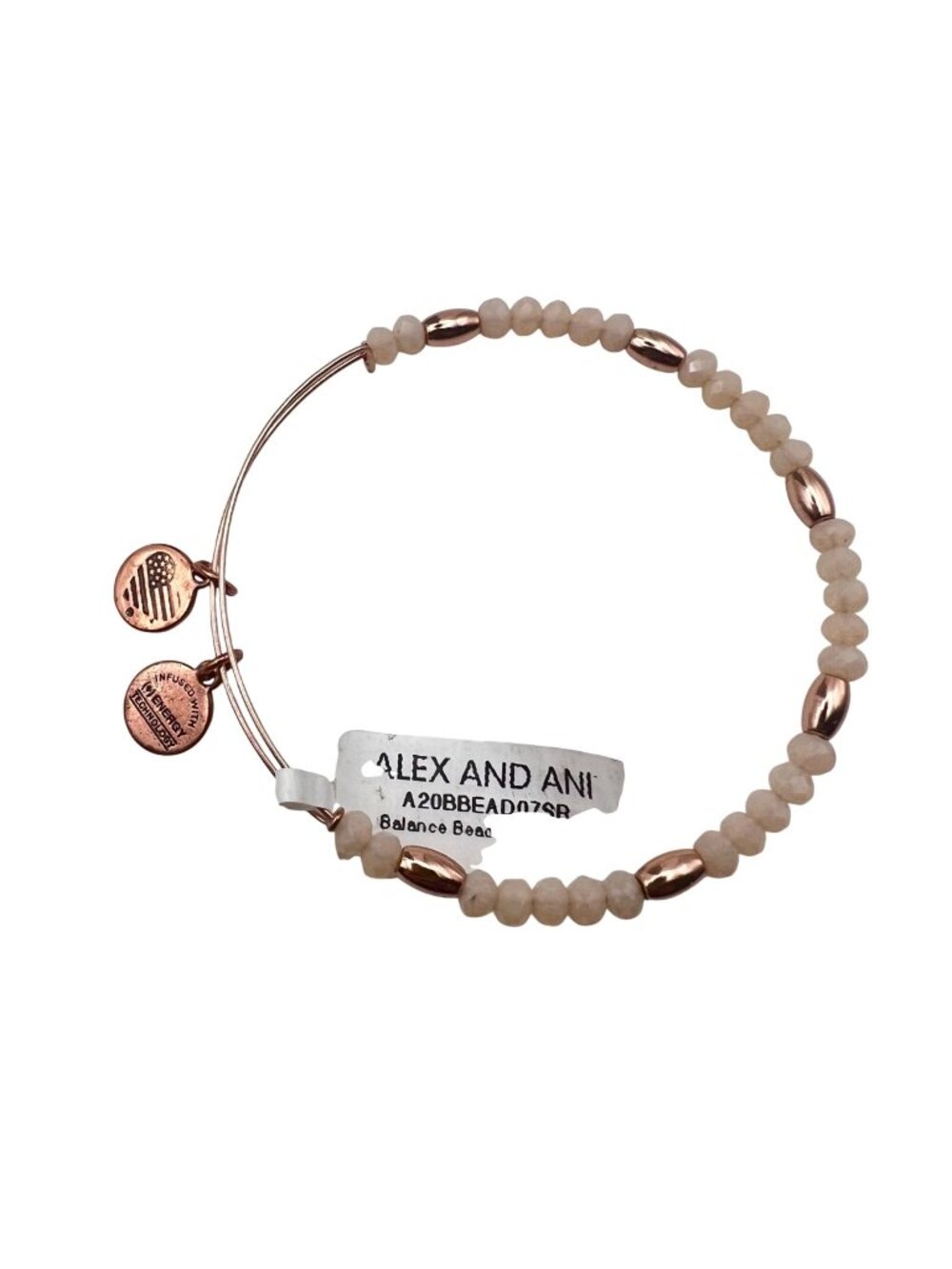 Alex And Ani Balance Bead II Carmel Rose Gold Tone Bangle Bracelet Pink NWT - Picture 1 of 9